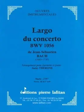 Bach J.s. Largo DU Concerto BWV1056 Clarinette - Coup de cœur des clients
