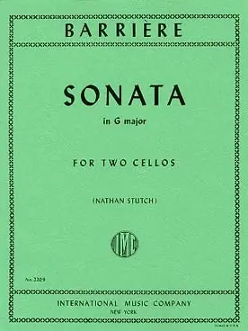 Barriere J. Sonate Sol Majeur 2 Violoncelles - Expédition rapide
