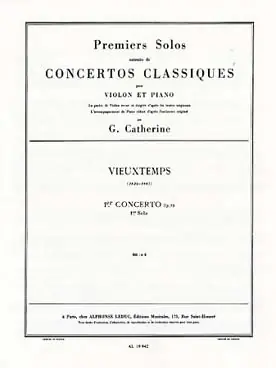 Achat sécurisé - Vieuxtemps H. 1ER Concerto 1ER Solo Violon
