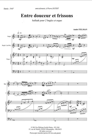 Telman A. Entre Douceur et Frissons 2 Bugles Orgue | Prix malin