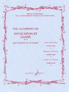 Van Dorsselaer W. Invocation et Danse Clarinette | Offre spéciale