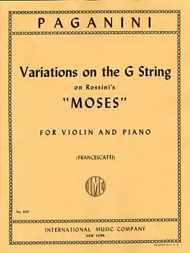 Achetez maintenant - Paganini N. Variations Sur la Corde de Sol "moses" Violon