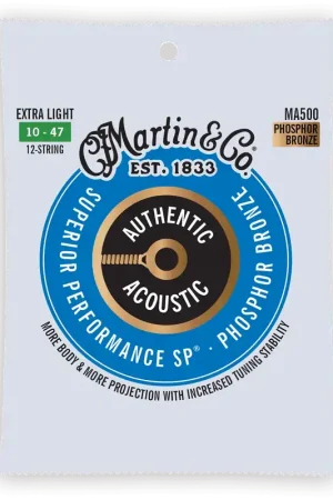 Jeu de Cordes Acoustique Martin Phosphore Bronze Authentic 12 Cordes Extra Light 10-47 | Réduction