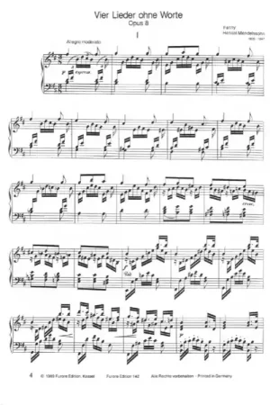 Prix promo - Hensel-Mendelssohn F. 4 Lieder Ohne Worte Opus 8 Piano