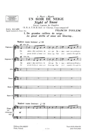 Poulenc F. Un Soir De Neige Choeur Mixte | Prix cassé