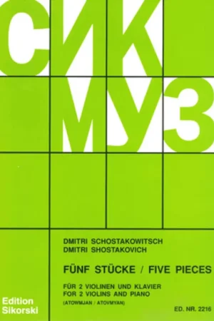 Chostakovitch D. 5 Pieces 2 Violons Piano - Nouveau au catalogue