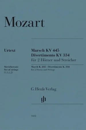 Achetez dès aujourd'hui - Mozart W.A. Marche K. 445 et Divertimento K. 334 pour 2 cors et cordes Parties Cordes