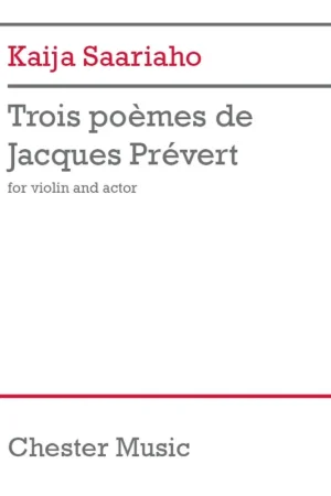 Paiement sécurisé | Saariaho K. Trois poèmes de Jacques Prévert Violon