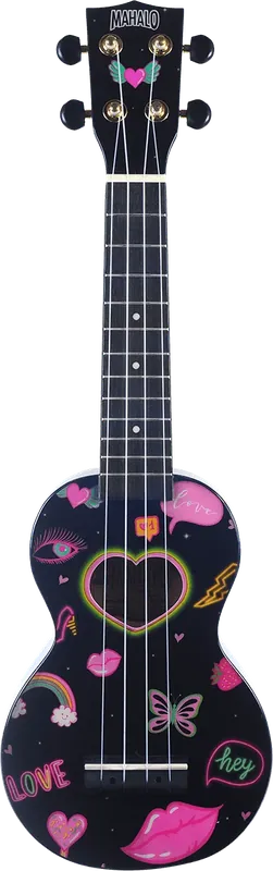 Achetez maintenant | Ukulele Mahalo Soprano MA1HEBK Cœurs et Fleurs
