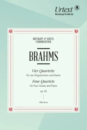 Brahms J. Four quartets op 92 Voix et piano | Réduction spéciale