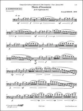 Meier A. Nuits D'insomnie Tuba OU Euphonium OU Saxhorn Solo | Promo exceptionnelle