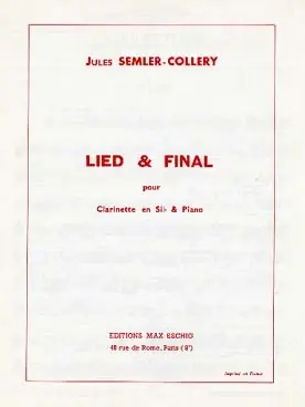 SEMLER-COLLERY J. Lied & Final Clarinette - Coup de cœur