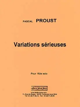 Vente flash | Proust P. Variations Serieuses Flute Solo