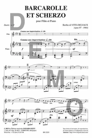 Plus que quelques jours | Di Vito-Delvaux B. Barcarolle Et Scherzo Flûte Piano