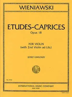 Nouveau au catalogue | Wieniawski H. ETUDES-CAPRICES Opus 18 Violon