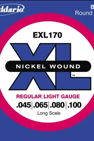 Produit phare | Jeu de Cordes Basse D'addario EXL170 File Rond Nickel 45-100
