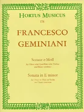 Paiement sécurisé - Geminiani F. Sonate MI Mineur Hautbois (violon OU Flute)