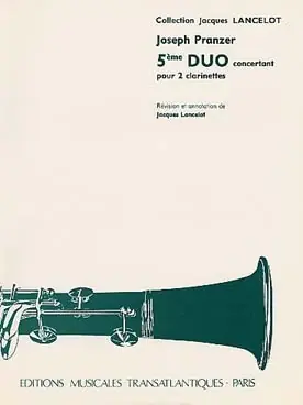 Pranzer J. 5ME Duo Concertant 2 Clarinettes - Prix promo
