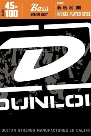 Qualité professionnelle | Jeu de Cordes Basse Dunlop Strings DBN45100 File Rond Nickel 45/100