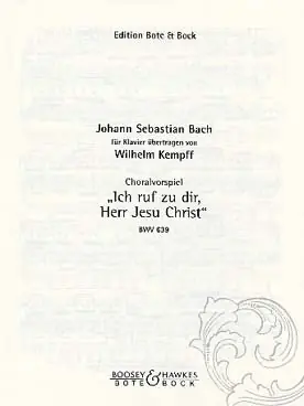 Bach J.s. Choral Prelude Bwv 639 Piano - Direct fabricant