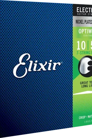 Offre bientôt terminée - Jeu de Cordes Electrique Elixir Optiwed 19057 Light 10/56 7 Cordes