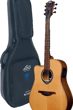 Achetez dès aujourd'hui | Lag TLHV15DCE HyVibe 15 Smart Guitar Dreadnought Gaucher Pan-Coupé