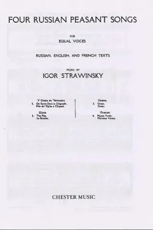 Stravinsky I. Four Russian Peasant Songs Choeur Part - Soldes