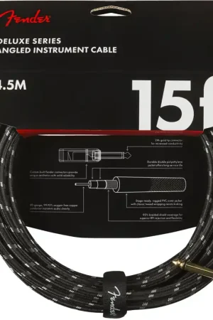 Bon prix | Cordon Jack Fender Deluxe Series Straight/angle 15' Black Tweed