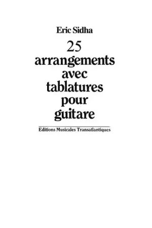 SIDHA-SCHETTI E. Arrangements Avec Tablatures Guitare | Très apprécié des clients