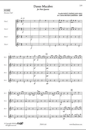 Stock presque épuisé - SAINT-SAENS C. Danse Macabre 4 Flutes