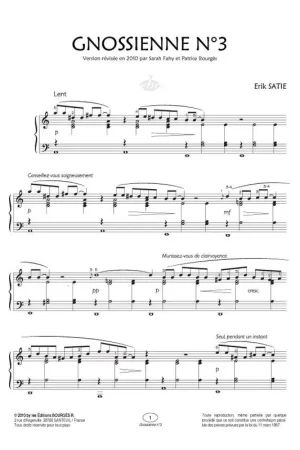 Satie E. Gnossiennes Piano-1 | Achetez dès aujourd'hui