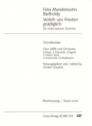 Envoi rapide - Mendelssohn F. Verleih Uns Frieden Gnadiglich Choeur