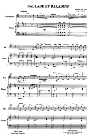 Malfait B. Ballade et Baladins Violoncelle - Prix imbattable