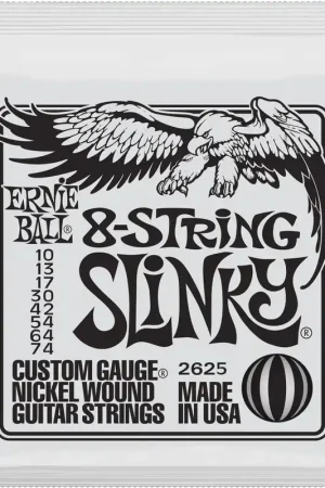 Jeu de Cordes Ernie Ball 2625 8 Cordes Slinky 10-74 | Prix imbattable