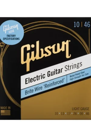 Jeu de Cordes Guitare Electrique Gibson SEG-BWR10 Brite Wire Reinforced Light Gauge 10-46 | Qualité premium