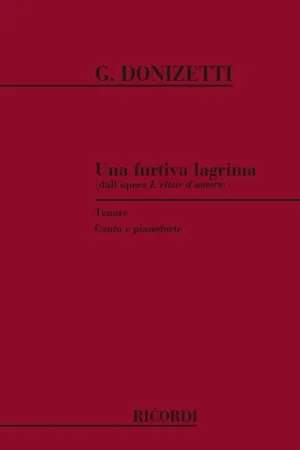 Stock presque épuisé - Donizetti G. L'elixir D'amour Chant Piano