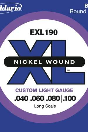 Ajoutez au panier - Jeu de Cordes Basse D'addario EXL190 File Rond Nickel