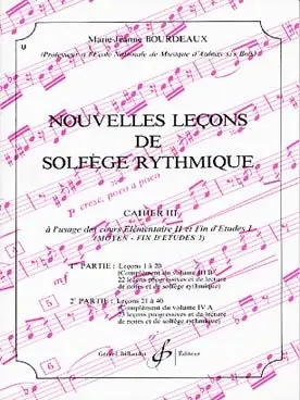 Bourdeaux M.j. Nouvelles Lecons de Solfege Rythmique Vol 3 | Nouveau lancement