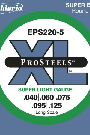 Ne manquez pas cette offre - Jeu de Cordes Basse D'addario EPS220-5 XL Prosteel File Rond 40/125