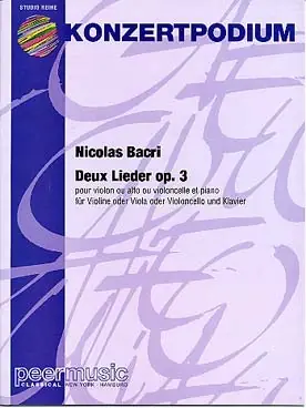 Bacri N. Lieder OP 3 Violon OU Alto OU Violoncelle | Direct usine