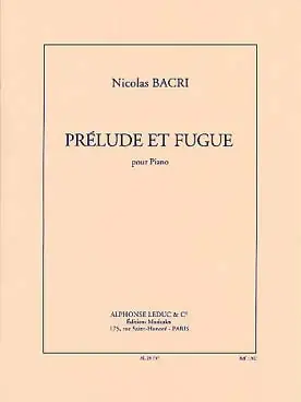 Bacri N. Prelude et Fugue Piano - Petit prix