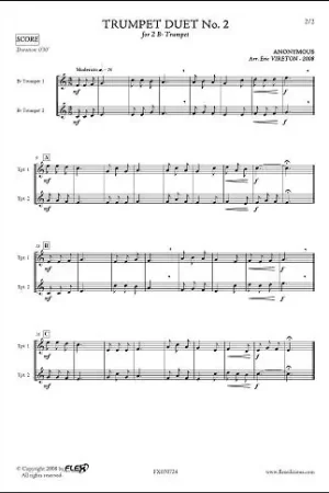 Offre exclusive | Anonymous Trumpet Duet N°2 Trompettes