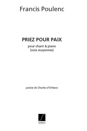 Disponible à la commande | Poulenc F. Priez Pour Paix Chant