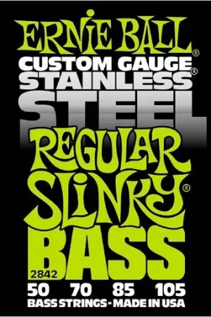 Prix mini - Jeu de Cordes Basse Ernie Ball 2842 Custom Gauge Stainless Steel Regular Slinky Bass 50-105