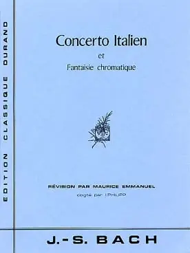 Bach J.s. Concerto Italien Bwv 971 et Fantaise Piano | Disponible à la commande