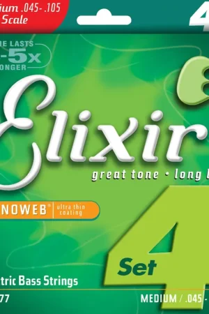 Jeu de Cordes Basse Elixir 14077 45-105 Medium | Très bien noté