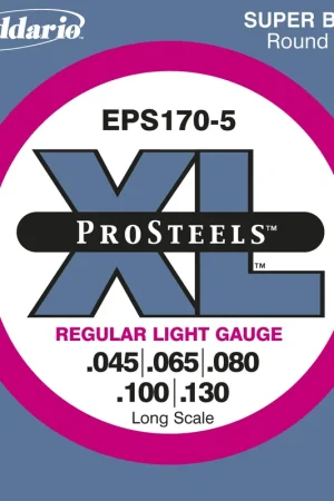 Très demandé - Jeu de Cordes Basse D'addario EPS170-5 Prosteel File Rond 45/130