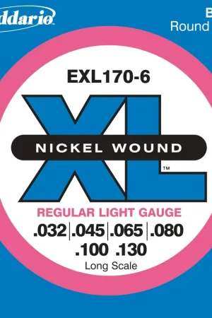Jeu de Cordes Basse D'addario EXL170-6 File Rond Nickel - Plus que quelques unités