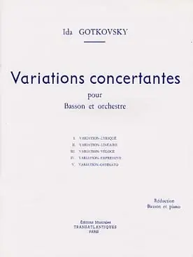 Gotkovsky I. Variations Concertantes Basson | Commandez dès aujourd'hui