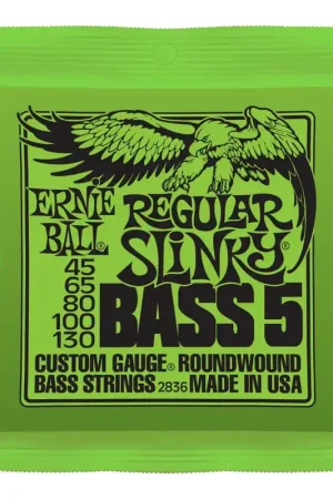 Jeu de Cordes Basse Ernie Ball 2836 Regular Slinky Bass 45-130 5 Cordes - Très populaire